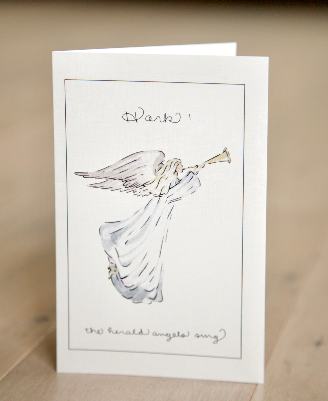 Angel - Hark the Herald Angels Sing - Watercolor Christmas Card