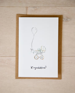 Baby Carriage - Neutral Nursery Baby Shower Card
